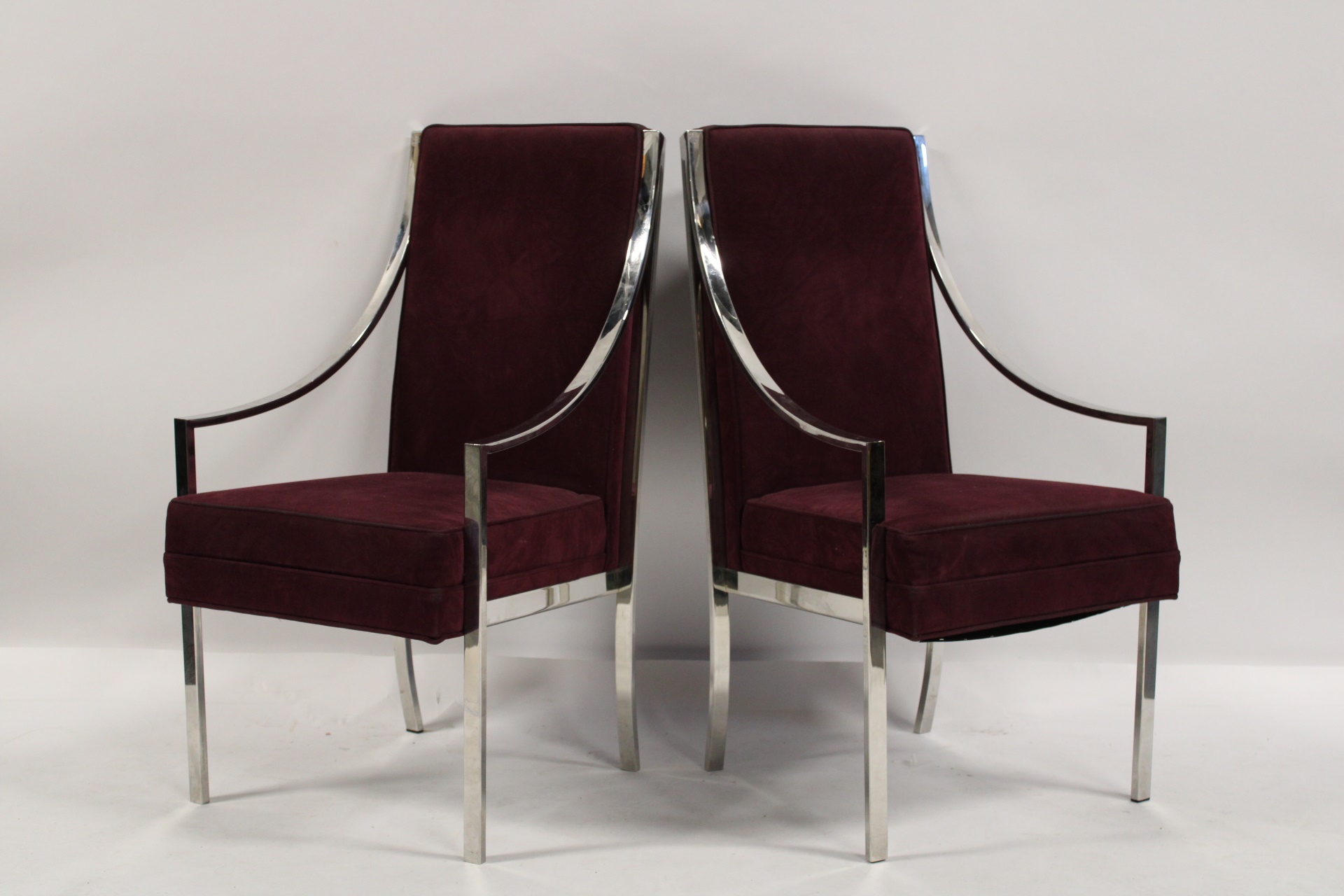 Appraisal: Midcentury Pair Of Chrome Arm Chairs In the style of