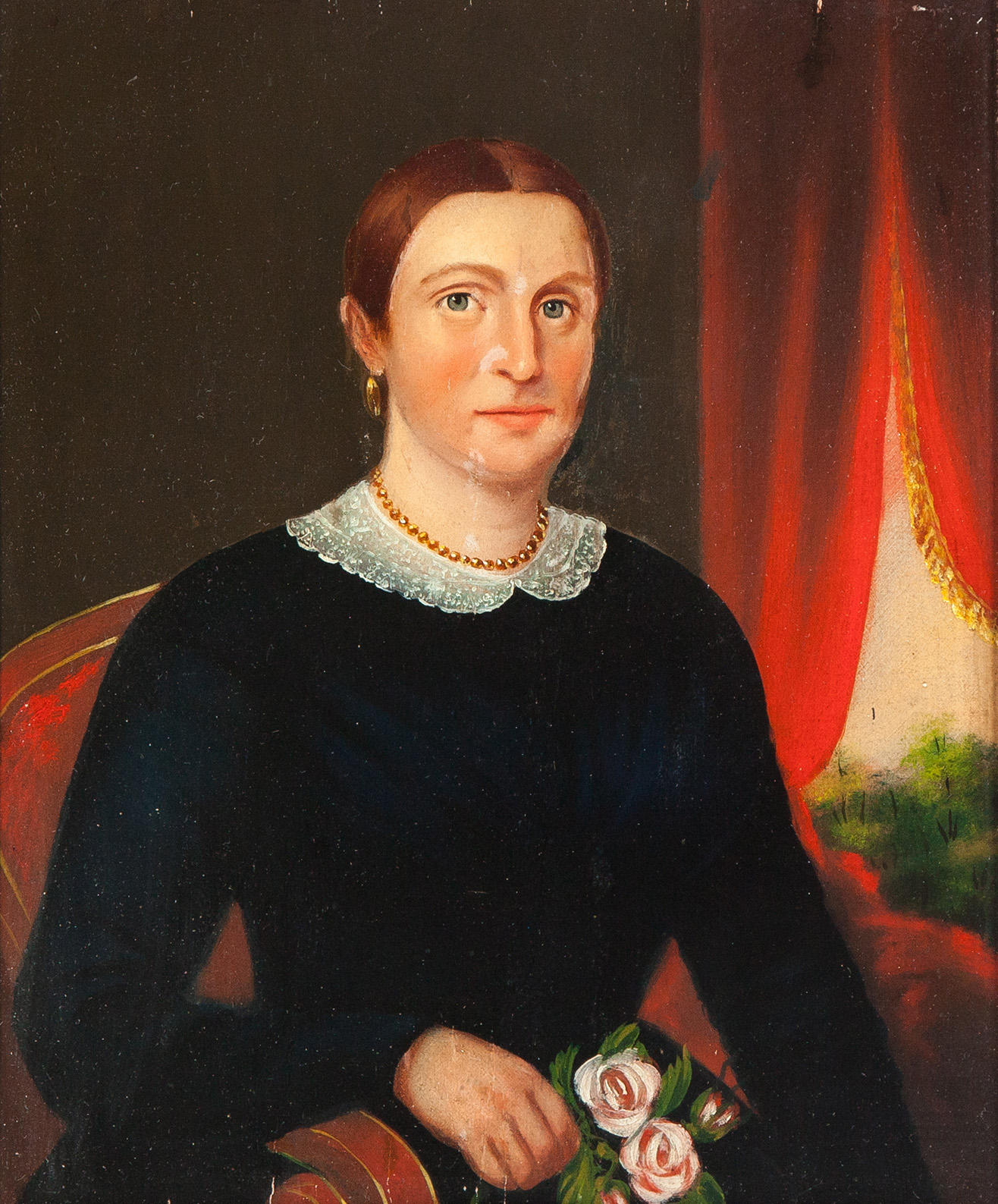 Appraisal: PORTRAIT OF A WOMAN AMERICAN SCHOOL MID- TH CENTURY Oil