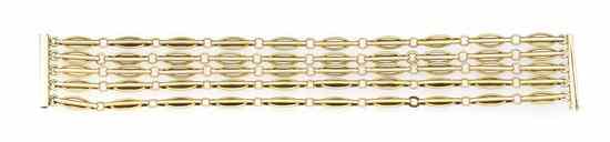 Appraisal: A Karat Yellow Gold Five Strand Link Bracelet consisting of