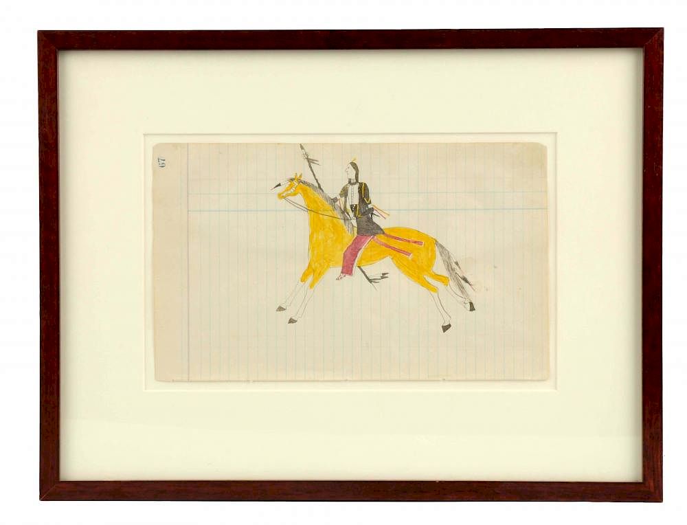 Appraisal: Roan Eagle Ledger Drawing In Frame This drawing shows a