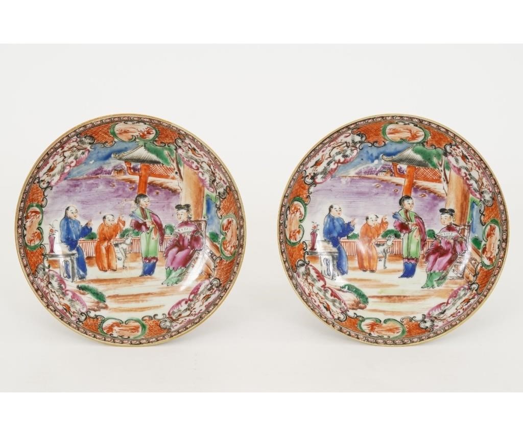 Appraisal: Two Chinese small porcelain plates each with colorful court scenes