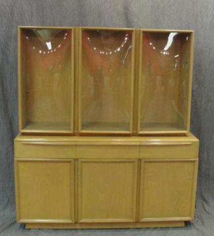 Appraisal: HEYWOOD WAKEFIELD Midcentury Bubble Glass China Cabinet Vintage From a