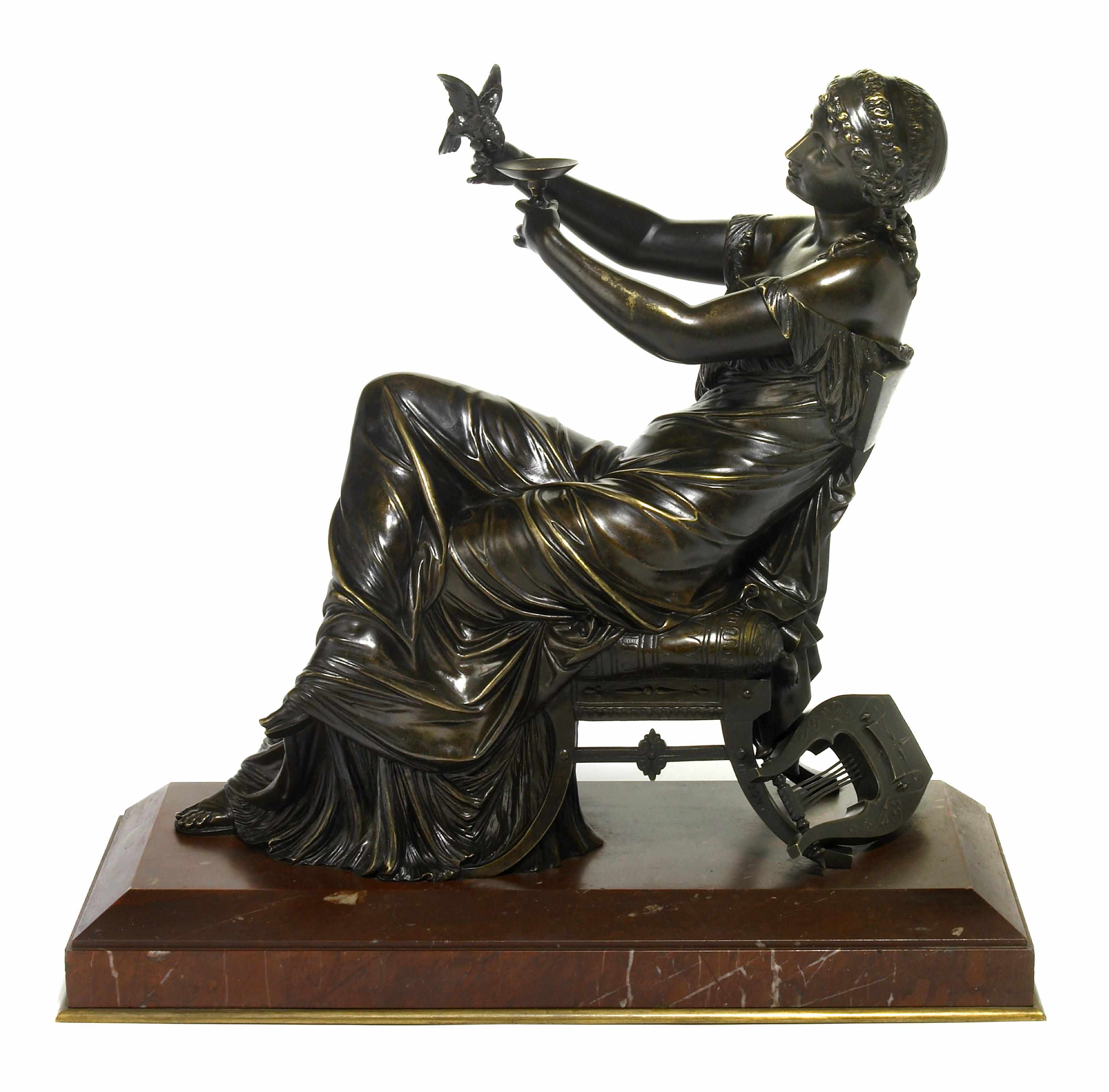 Appraisal: A French patinated bronze figure of Sappho after a model