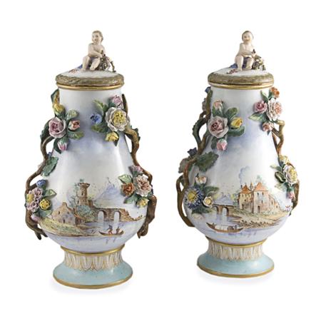 Appraisal: Pair of Meissen Style Porcelain Vases Estimate -