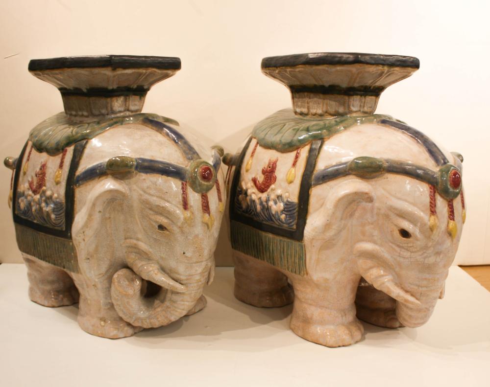 Appraisal: A PAIR OF ELEPHANT GARDEN STOOLS Chinese th century each