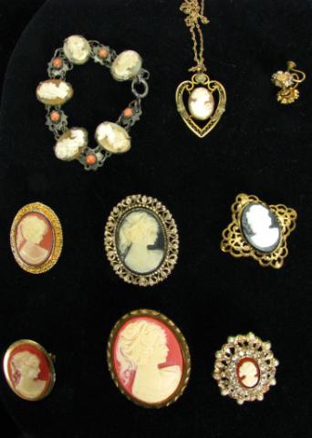 Appraisal: Vintage Cameo Jewelry including necklace bracelet pair of earrings five