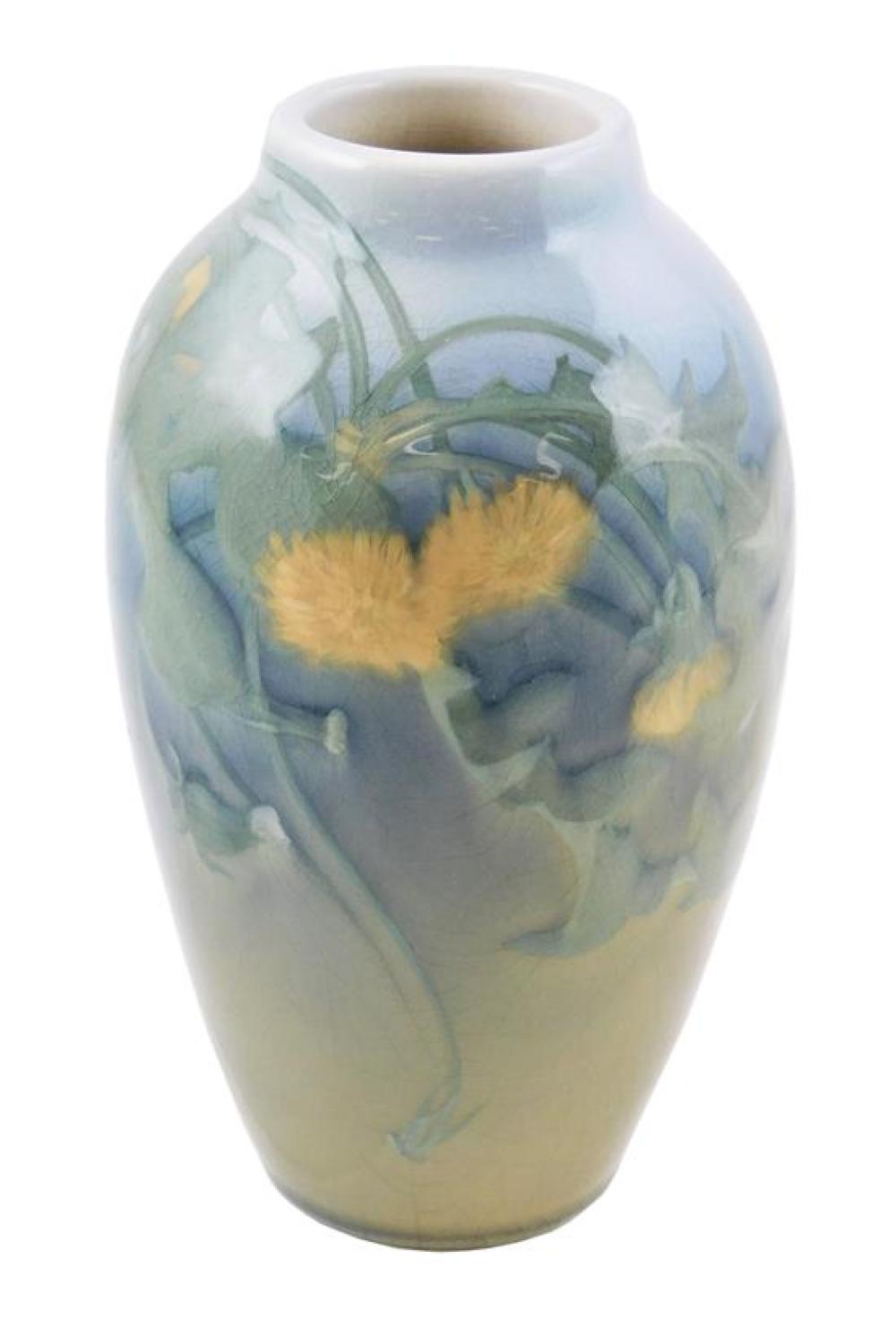 Appraisal: Rookwood vase with dandelions American body shape C floral design