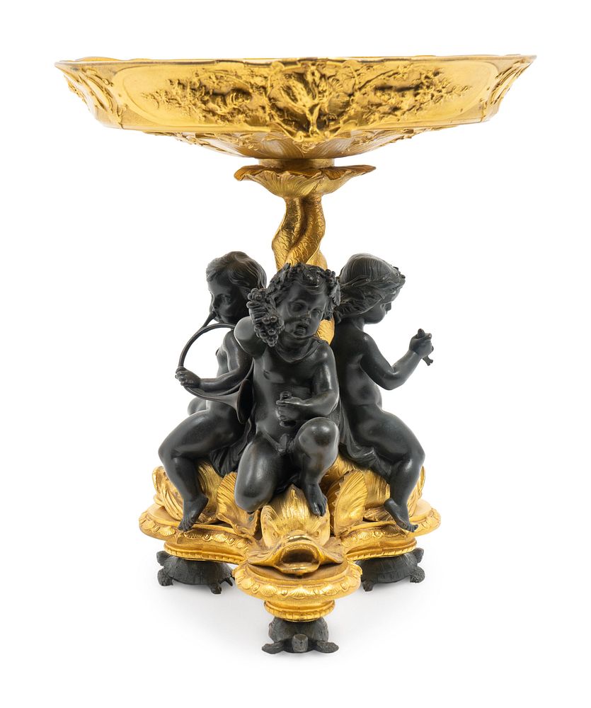 Appraisal: A Louis XVI Style Parcel-Gilt and Patinated Bronze Centerpiece Height