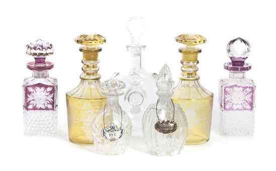 Appraisal: A Collection of Seven Glass Decanters comprising a pair of