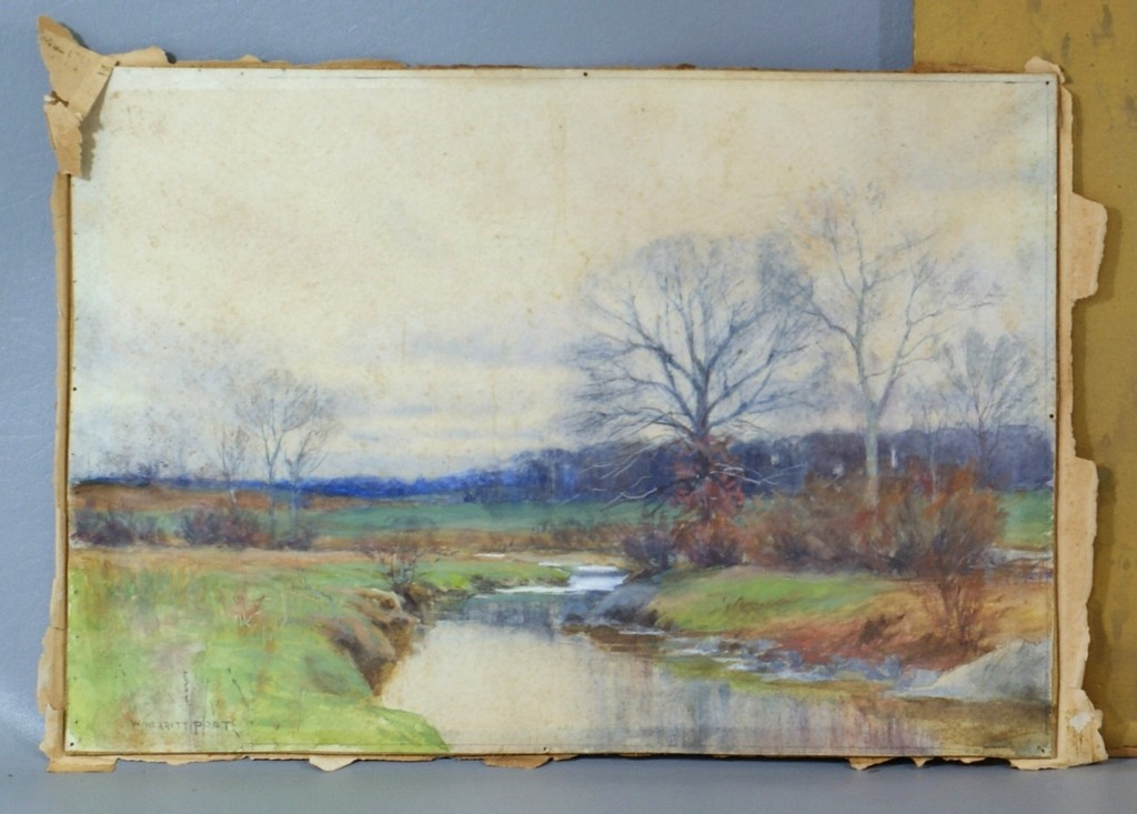 Appraisal: William Merritt Post American - watercolor laid on cardboard Late