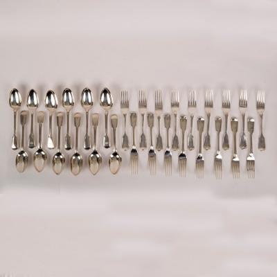 Appraisal: Seventeen silver fiddle and thread pattern dessert forks various dates