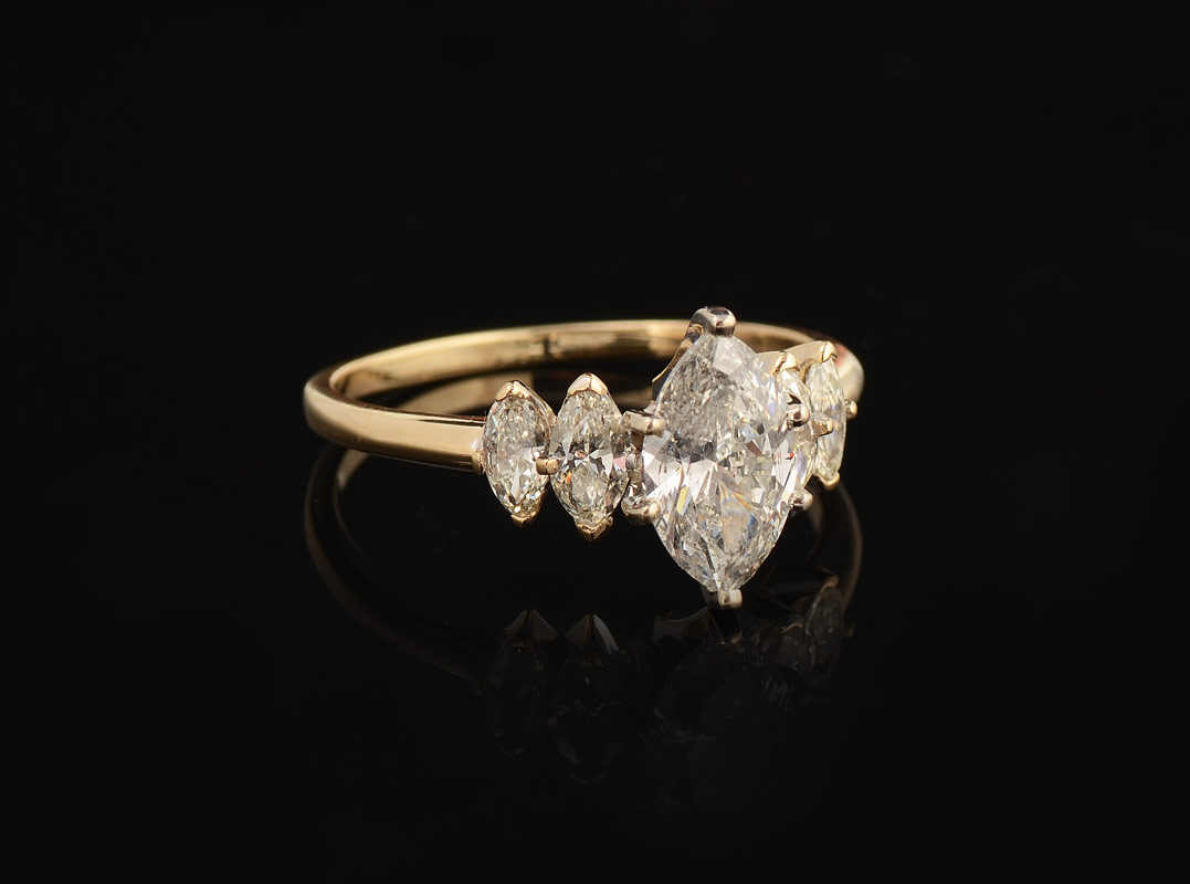 Appraisal: STONE MARQUISE DIAMOND RING WITH GIA REPORT K yellow gold