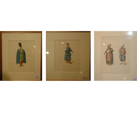 Appraisal: After Octavien Dalvimart COSTUME STUDIES Six hand-colored stipple engravings Estimate