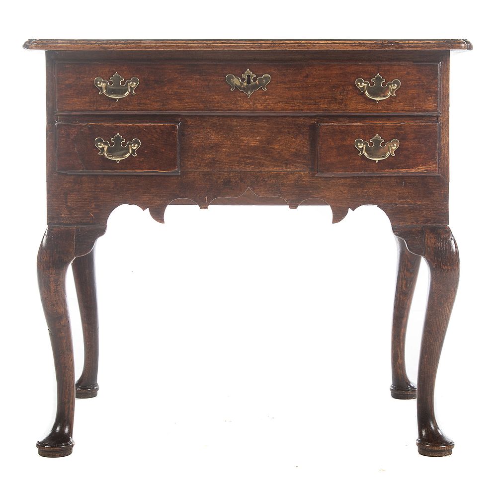 Appraisal: George II Oak Lowboy Mid th century single drawer over