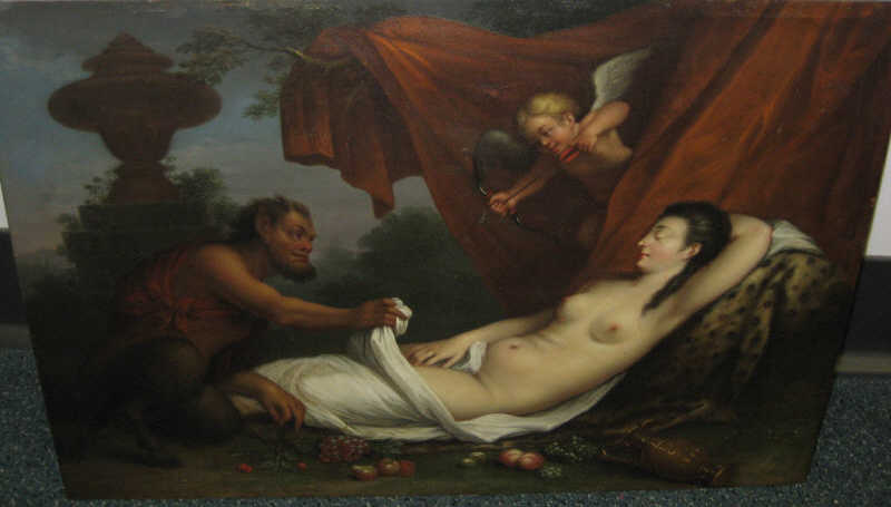 Appraisal: CONTINENTAL SCHOOL TH CENTURY Nymph and Satyr oil on panel