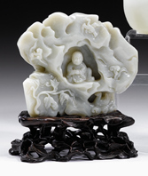 Appraisal: Chinese light celadon jade boulder late th century