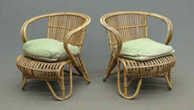 Appraisal: Pair vintage rattan chairs '' Ht