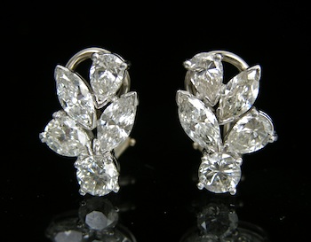 Appraisal: A Fine Pair of Diamond Cluster Earrings Mounted in k