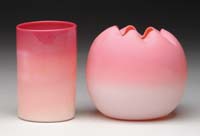 Appraisal: TWO PEACH BLOW ITEMS New England Glass Co agata tumbler