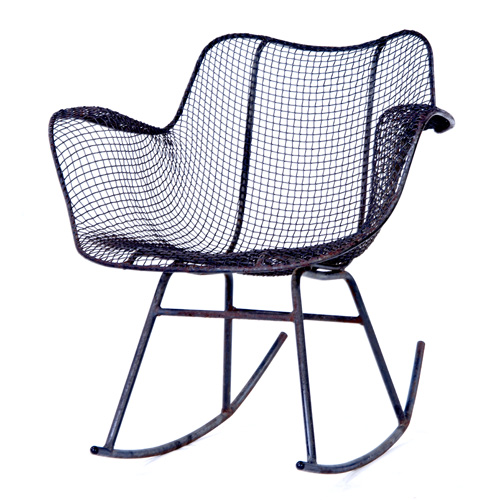 Appraisal: RUSSELL WOODARD Black wire mesh rocking chair x x