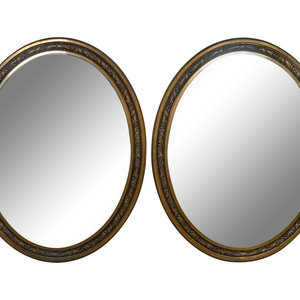 Appraisal: A Pair of Brass Framed Beveled Theatre Mirrors TH CENTURY