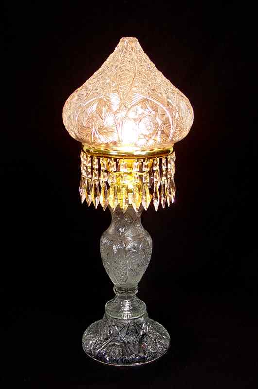 Appraisal: CONTEMPORARY BOHEMIAN PRESSED CUT GLASS TABLE LAMP Almost ft tall