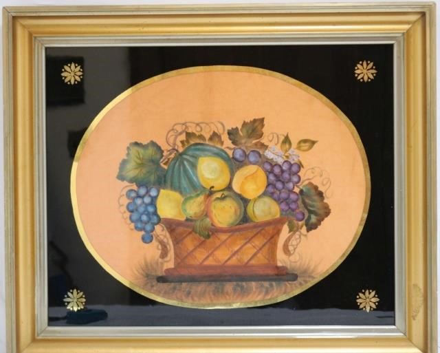 Appraisal: TH CENTURY FRAMED THEOREM STILL LIFE BASKET OFFRUIT ON VELVET