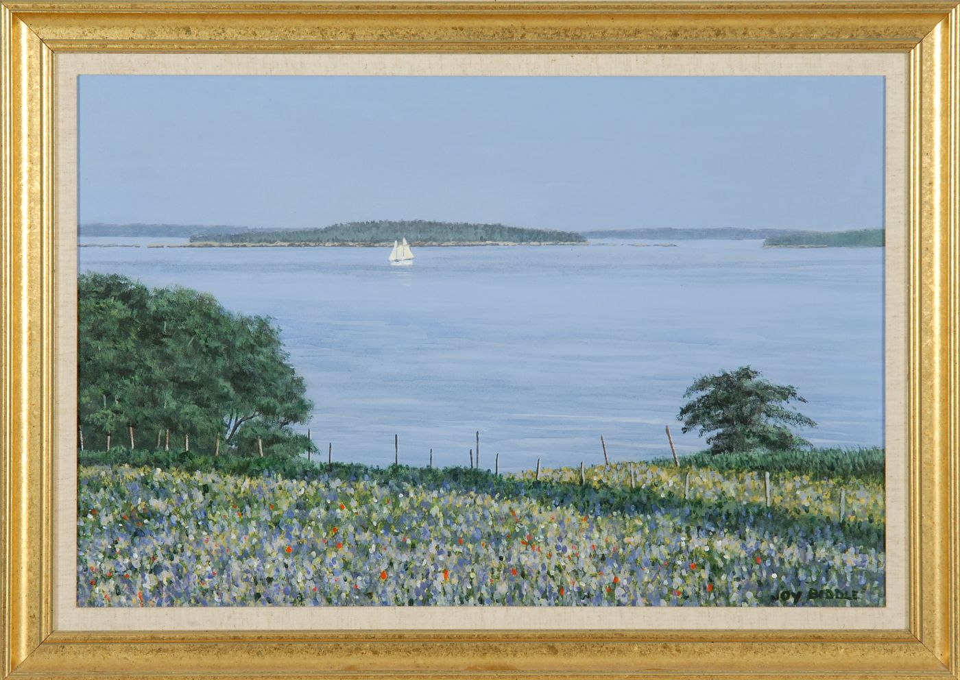 Appraisal: JOY BIDDLEContemporary AmericanField of Flowers Coastal landscape with islands in