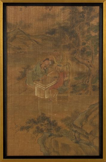 Appraisal: Framed Chinese Scroll Fragment the scroll in ink and colors