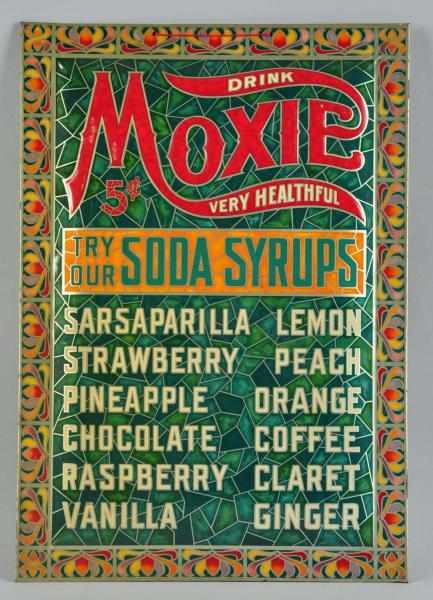 Appraisal: Tin Drink Moxie Soda Syrups Sign Description Beautiful and original