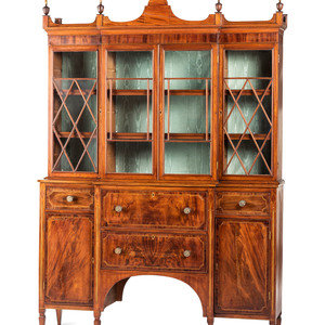 Appraisal: A Federal Parcel Gilt Mahogany Holly and Ebony Breakfront Gentleman's