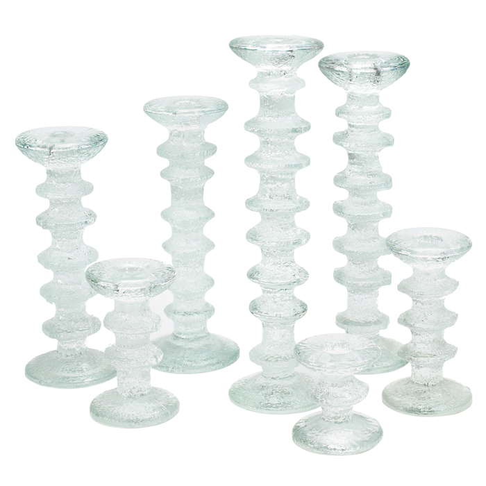 Appraisal: Timo Sarpaneva Festivo candlesticks set of seven by Iittala Finland