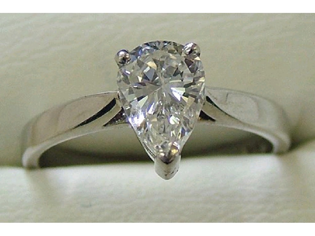 Appraisal: k white gold pear shaped diamond solitaire ring ct colour