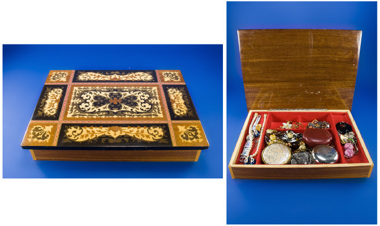 Appraisal: Musical Jewellery Box Containing a quantity of costume jewellery comprising