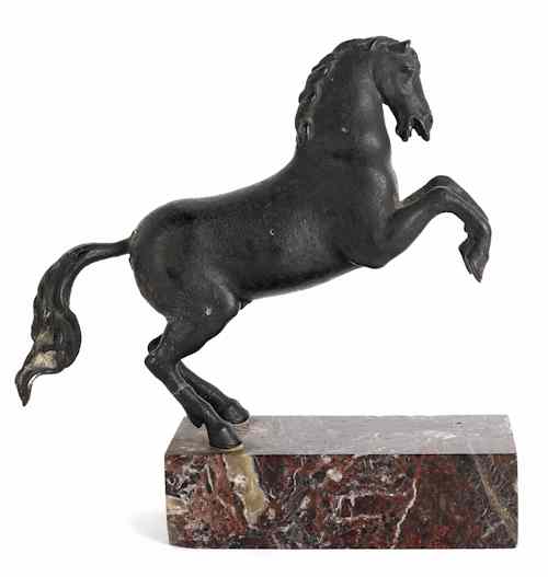 Appraisal: Continental bronze rearing horse figure early th c on a