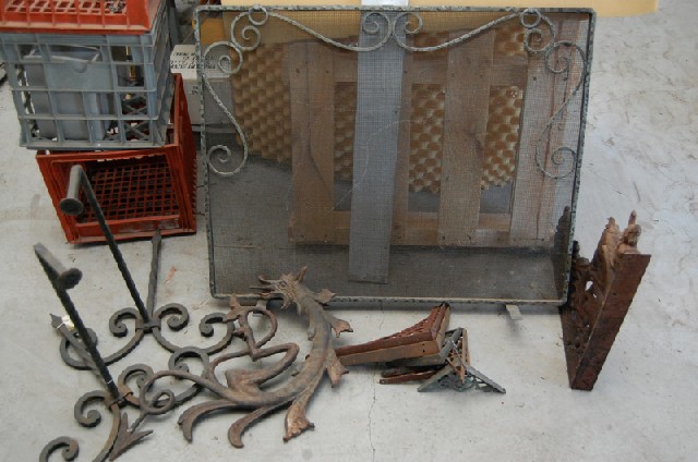 Appraisal: A SMALL COLLECTION OF CAST IRON AND A FIRE SCREEN