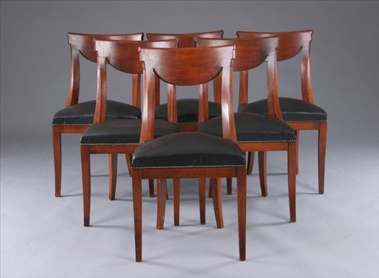 Appraisal: SET SIX EMPIRE STYLE MODIFIED GIRANDOLE CHAIRS th century with