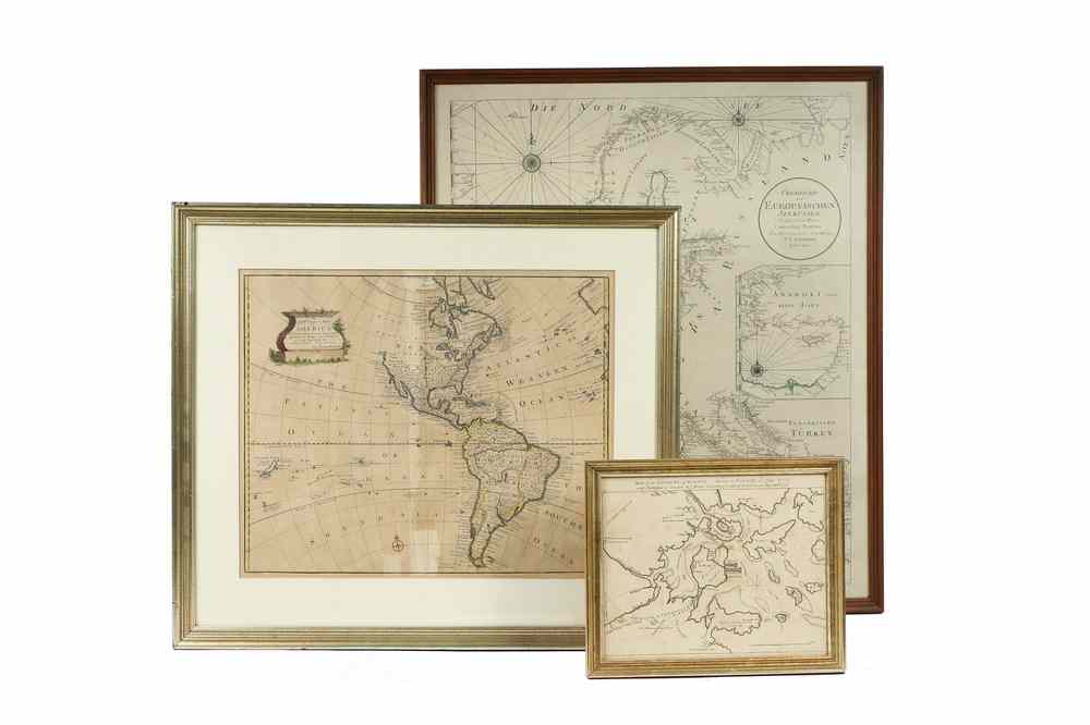 Appraisal: EARLY MAPS - are framed including 'Ubersicht der Europaeischen Seekunsten