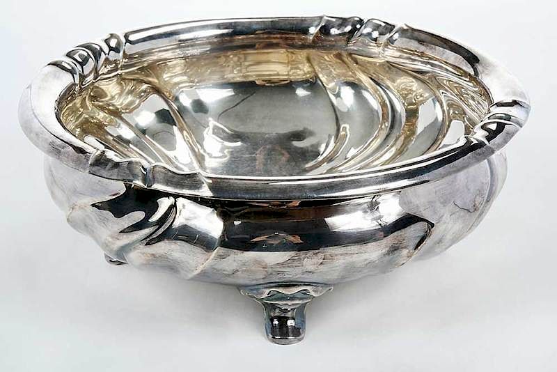 Appraisal: Large German Silver Footed Bowl th century round with swirl