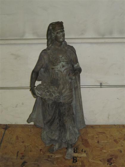 Appraisal: Victorian cast lead garden figure of a young womanDressed in