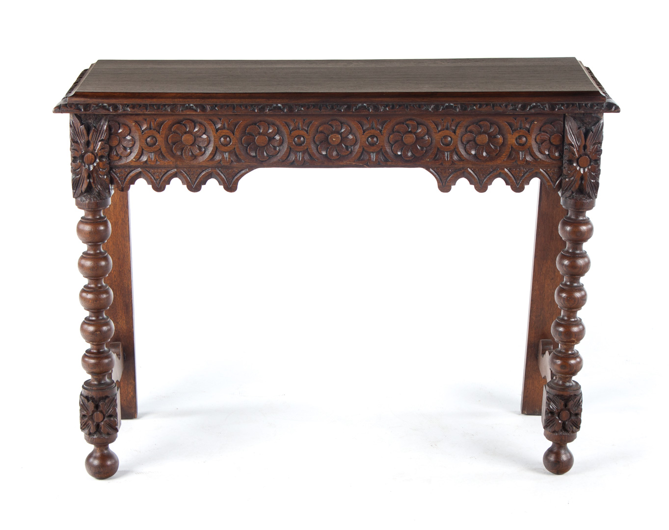 Appraisal: Jacobean Revival walnut side table th century flat top with