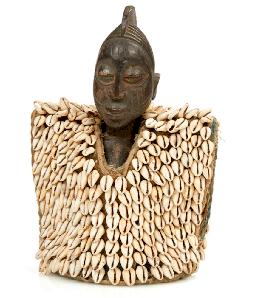 Appraisal: Yoruba Ibeji with Cowrie Shell Cloak Yoruba Nigeria Ibeji wood