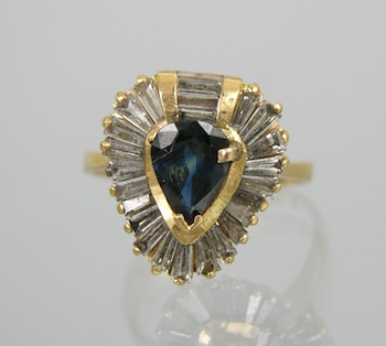 Appraisal: A Ladies' Sapphire and Diamond Ballerina Ring An k yellow