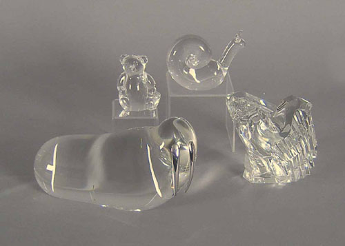 Appraisal: Four Steuben glass animal figures to include a walrus teddy