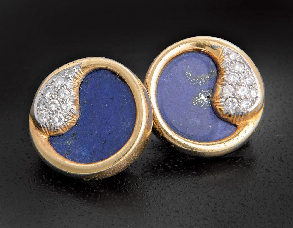 Appraisal: Pair of Wander France kt Yellow Gold Lapis Lazuli and