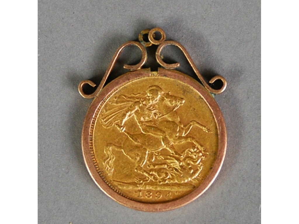 Appraisal: VICTORIA GOLD SOVEREIGN with loose mount as a pendant