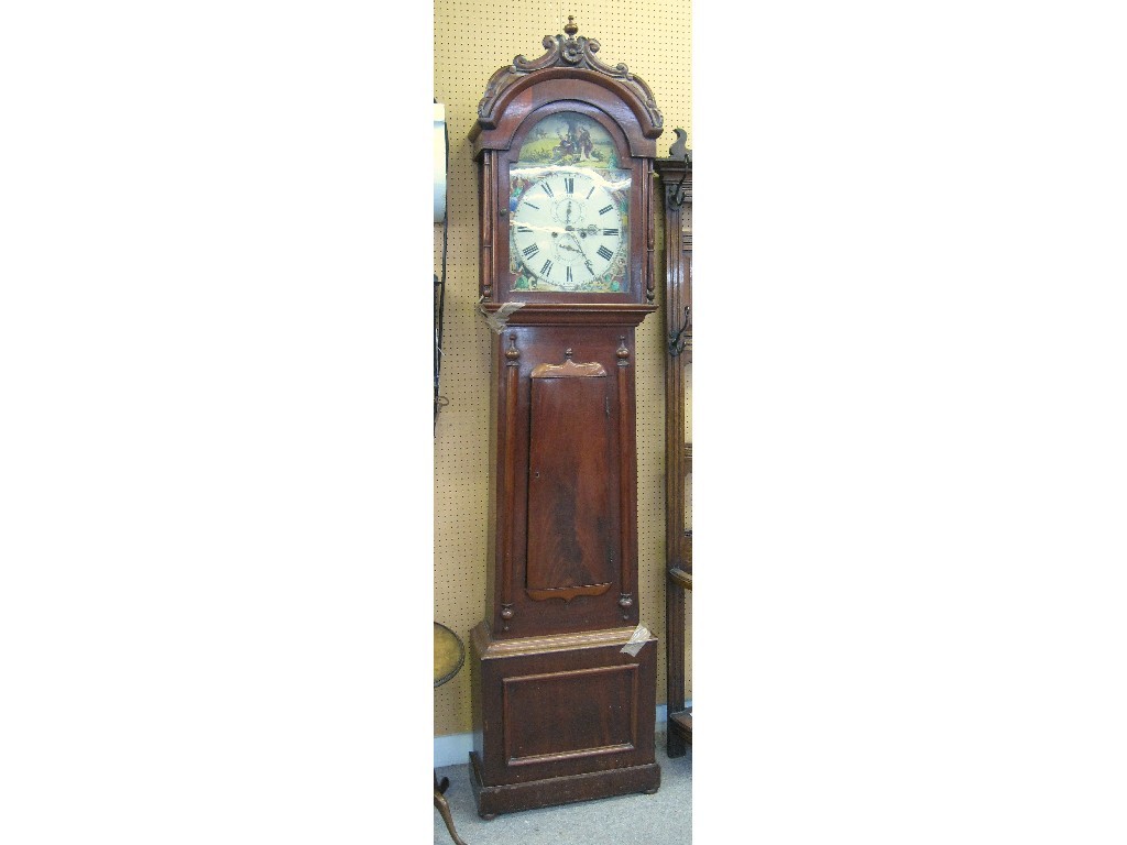 Appraisal: Mahogany longcase clock with painted dial by Joseph Stromier Glasgow