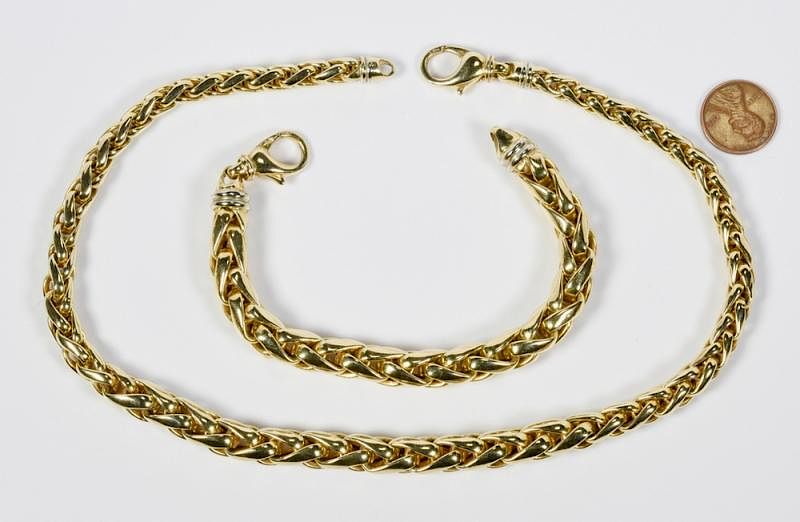 Appraisal: K Italian Necklace and Bracelet Set st item K yellow