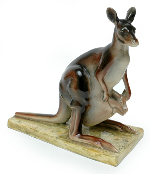 Appraisal: A FRENCH PORCELAIN FIGURE OF A KANGAROO Modelled standing with