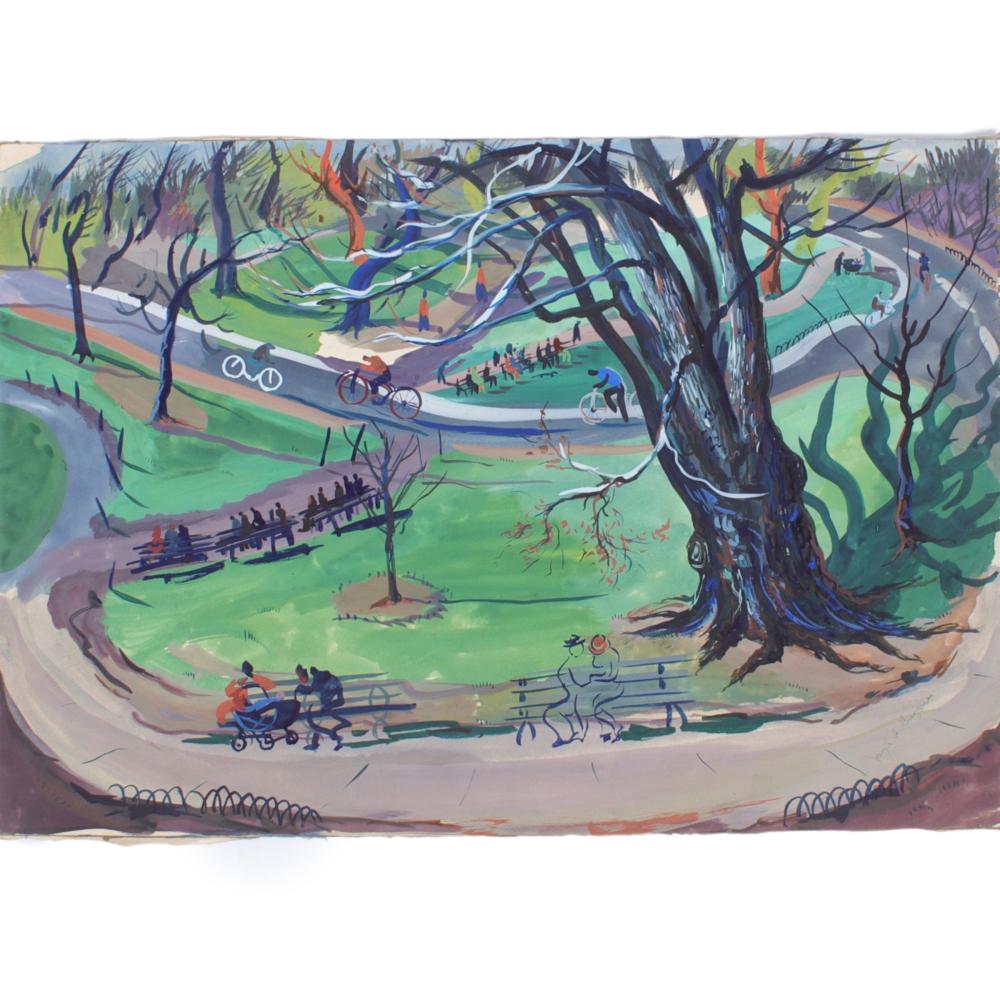 Appraisal: Joseph Anthony Buzzelli New York - Park Scene watercolor and